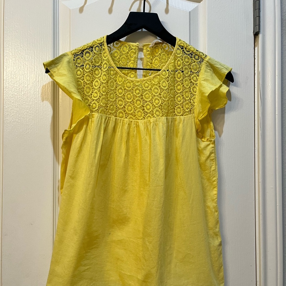 Zara Yellow Lace Detail Women's Top